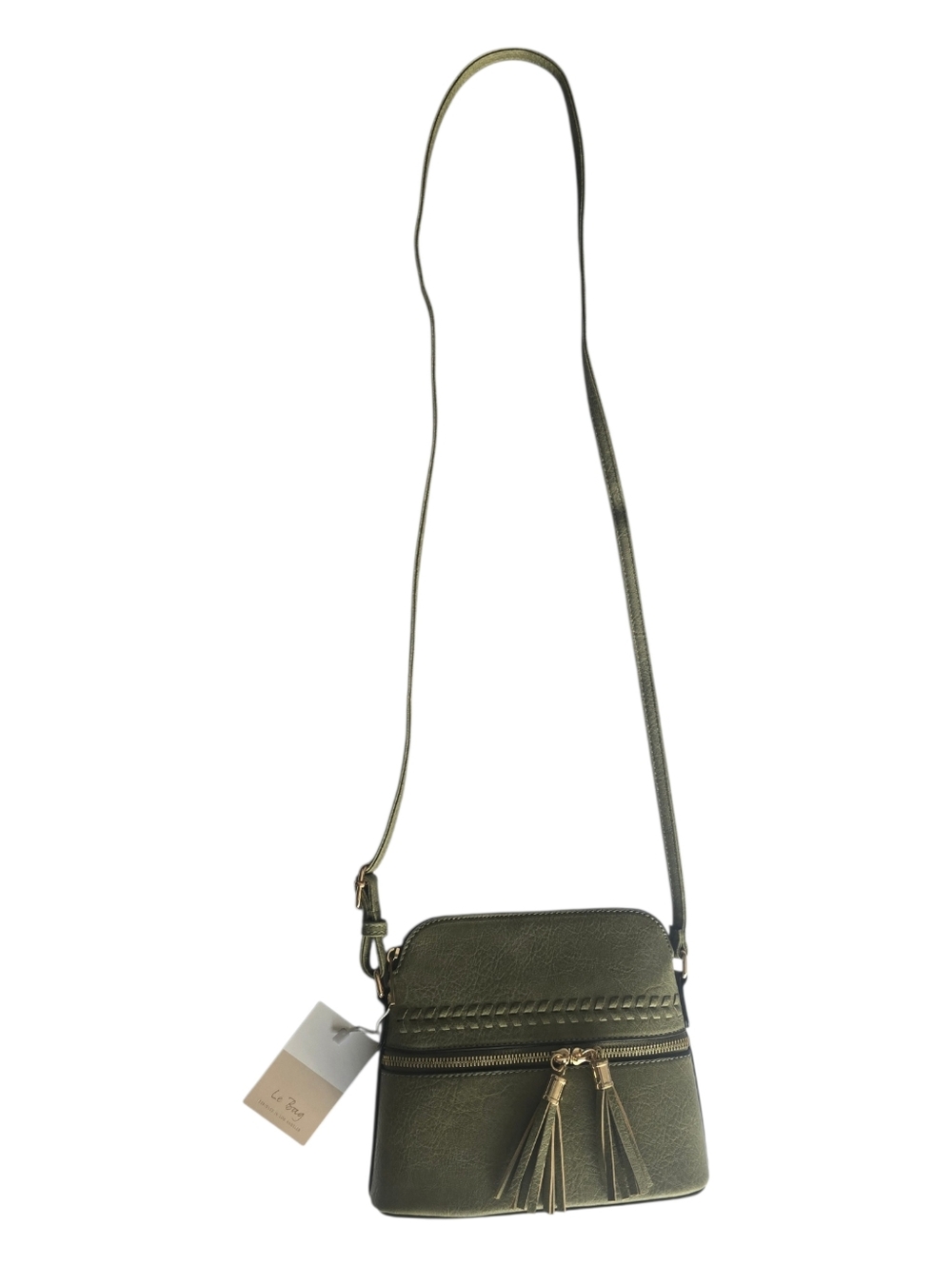 Women's Soft Olive Green Crossbody‎ Bag with Tassel Accent